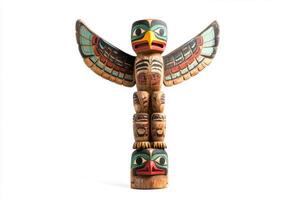 Intricate Totem Pole. A Masterpiece of Native Art photo