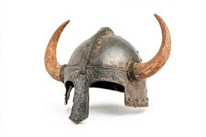 Antique Viking Helmet with Intricate Horn Design photo