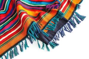 Vibrant Colorful Striped Textile with Fringe photo