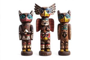 Three Totem Poles. A Showcase of Native American Art photo