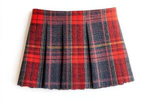 Red and Grey Plaid Pleated Skirt photo