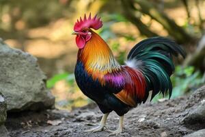 Vibrant Rooster in Natural Habitat photo