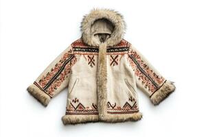 Ethnic Inspired Faux Fur Trimmed Jacket photo