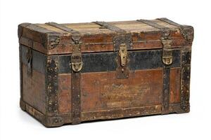 Vintage Wooden Trunk - Antique Storage Chest photo