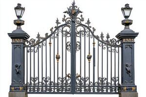 Ornate Black Metal Gate with Decorative Details photo