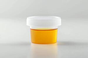 Orange Urine Sample in a Medical Container photo