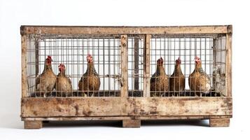 Wooden Chicken Cage - Farm Animals in a Rustic Coop photo