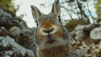Curious Rabbit Face in Nature photo