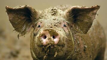 Close-up of a Muddy Pig photo