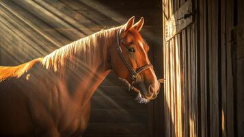 Majestic Horse in a Wooden Stable photo