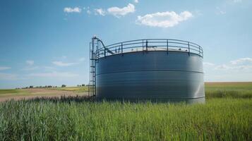 Large Industrial Tank in a Rural Field photo