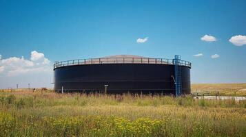 Large Industrial Storage Tank in a Field photo
