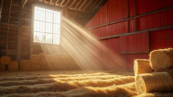 Rustic Barn Interior, Golden Sunlight photo