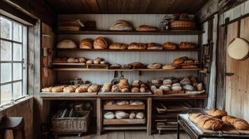Antique Bakery Displaying Freshly Baked Loaves photo