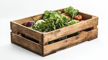 Wooden Crate Filled with Fresh Vegetables photo