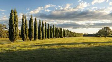 Serene Countryside Landscape with Row of Trees photo