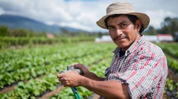 Dedicated Farmer in Lush Field photo