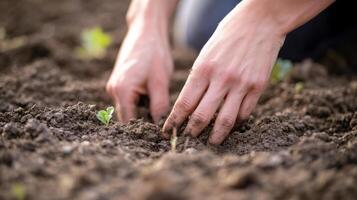 Planting Seeds in Garden Soil photo