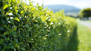Vibrant Green Hedge in Sunlight photo