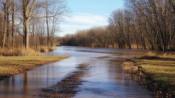 Winter River Landscape with High Water photo