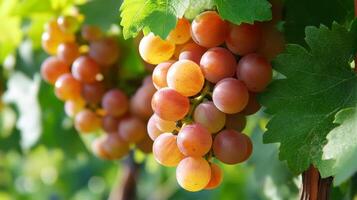 Close-up of a Bunch of Grapes on a Vine photo