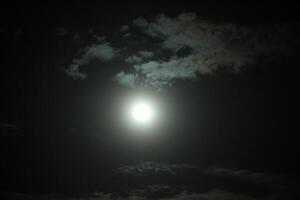 The moon is shining brightly in the dark sky photo