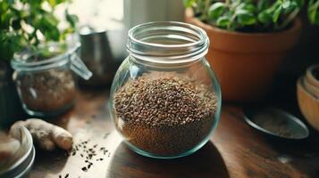 Aromatic Seeds in a Glass Jar photo