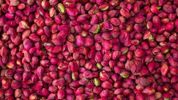 Vibrant Red Pistachios. A Close-Up View photo