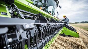 Modern Agricultural Combine Harvester in Action photo