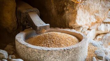 Ancient Wheat Grinding Process photo