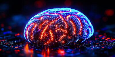 Artificial Intelligence Brain with Glowing Neural Connections photo