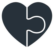 Flat icon of heart from two puzzle pieces. vector