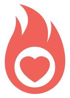 Hot heart symbol isolated on white background. vector