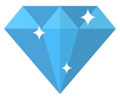 Blue shiny diamond flat icon. vector