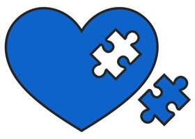 Heart jigsaw puzzle flat icon isolated on white background. vector