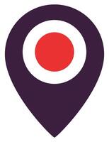 Flat icon of location pin with red circle isolated on white background. vector