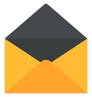 Flat illustration of open envelope flat icon isolated on white background. vector