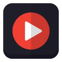 Red play button icon on white background. vector
