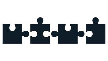 Four pieces puzzle icon set isolated on white background. vector