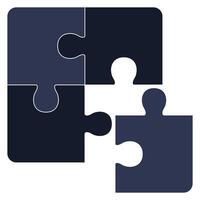 Flat icon of four pieces puzzle isolated on white background. vector