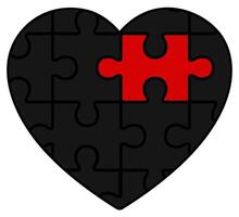 Jigsaw puzzle heart flat icon isolated on white background. vector