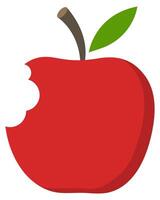 Red bitten apple flat icon isolated on white background. vector