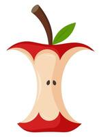 Flat icon of red apple core isolated on white background. vector