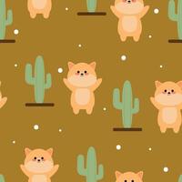 Seamless pattern with cute cartoon fox, for fabric print, textile, gift wrapping paper. colorful for children, flat style vector