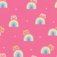 Seamless pattern with cute cartoon pigs and rainbow, for fabric print, textile, gift wrapping paper. colorful for children, flat style vector
