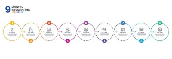 Infographic process design with 9 option. vector