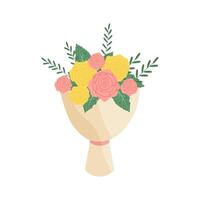 Bouquet of flowers. Floral design with roses.Illustration on isolated background. vector