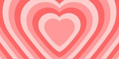 Background with tunnel hearts. Retro 70s. vector