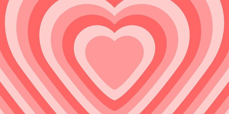 Background with tunnel hearts. Retro 70s.