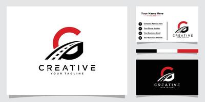Modern logo design initial G combine with road. vector